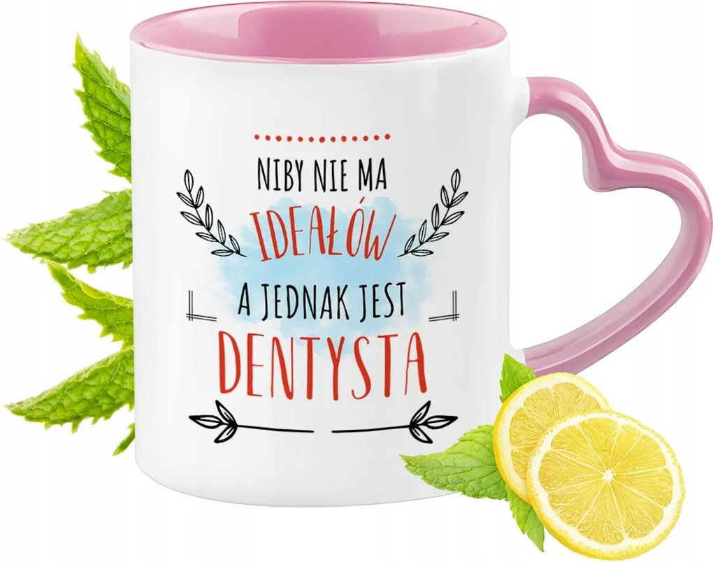 Fogorvosi bögre Rózsaszín, szív alakú füllel Kávé ajándék