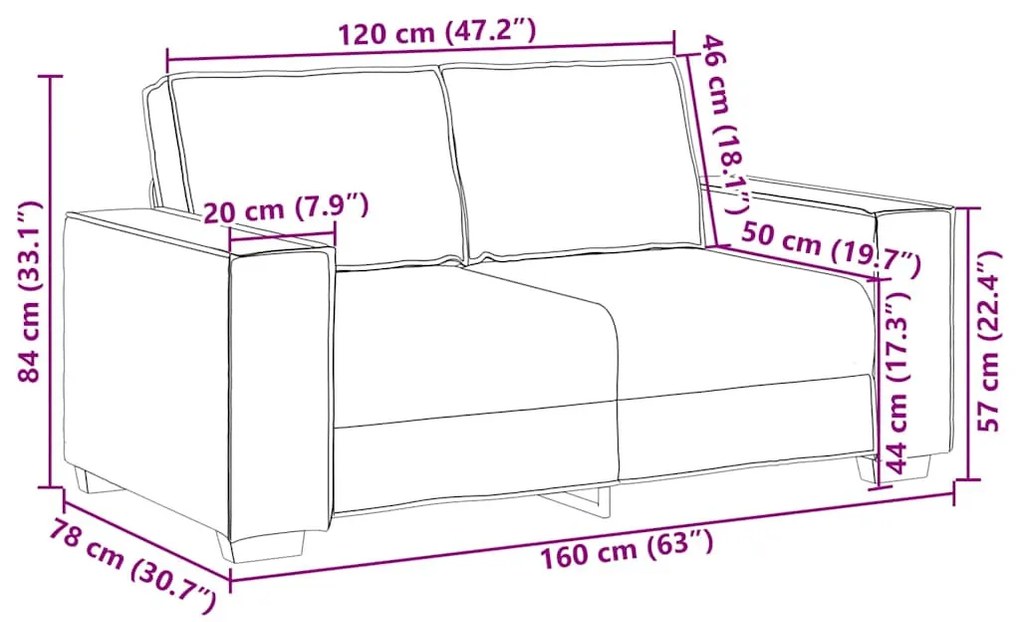 kétszemélyes vászon kanapé 120 cm