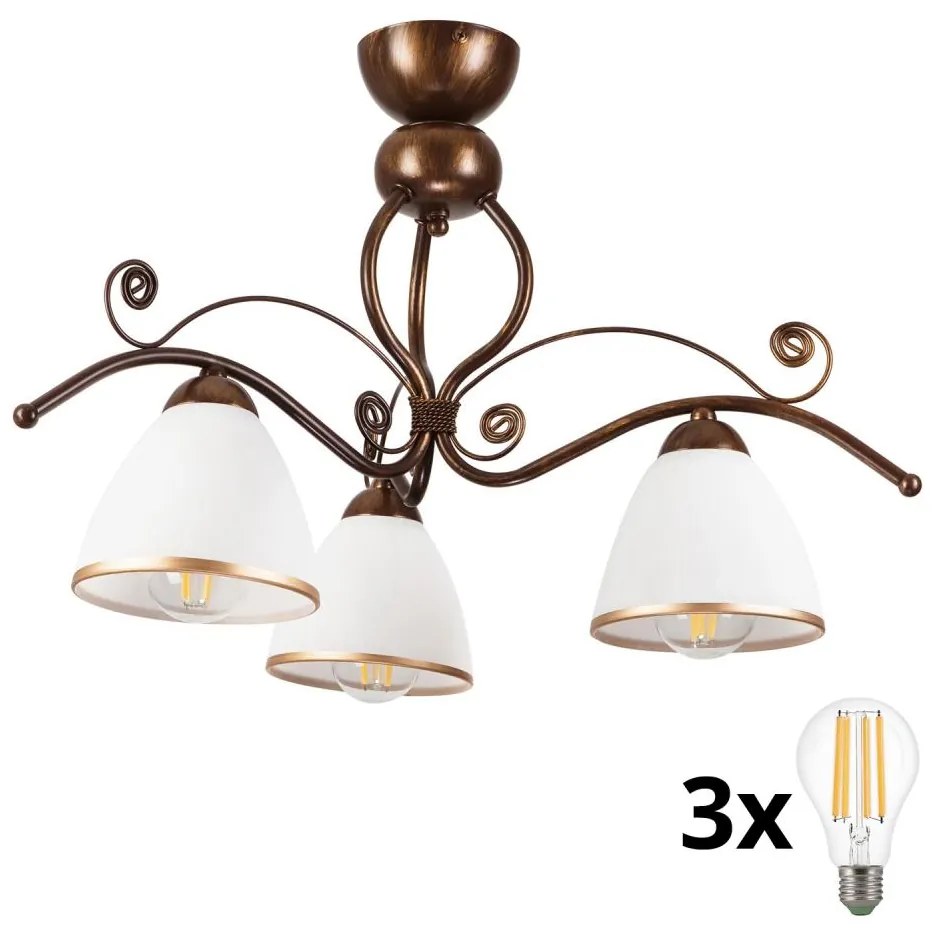Brilagi - LED Felületre szerelhető csillár ANTICO 3xE27/60W/230V bronz patina