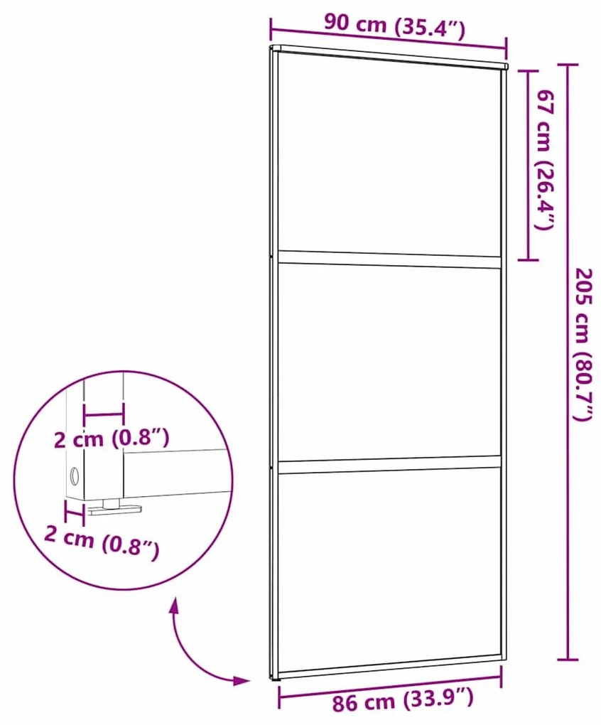 Csúszó ajtó Fekete 90 x 205 cm Edzett üveg és Alumínium