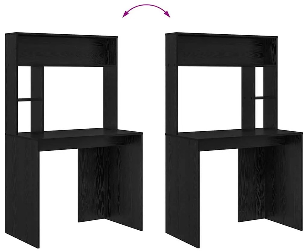 Asztal polcokkal tárolóval Musta tammi 91 x 50 x 149 cm Faanyag