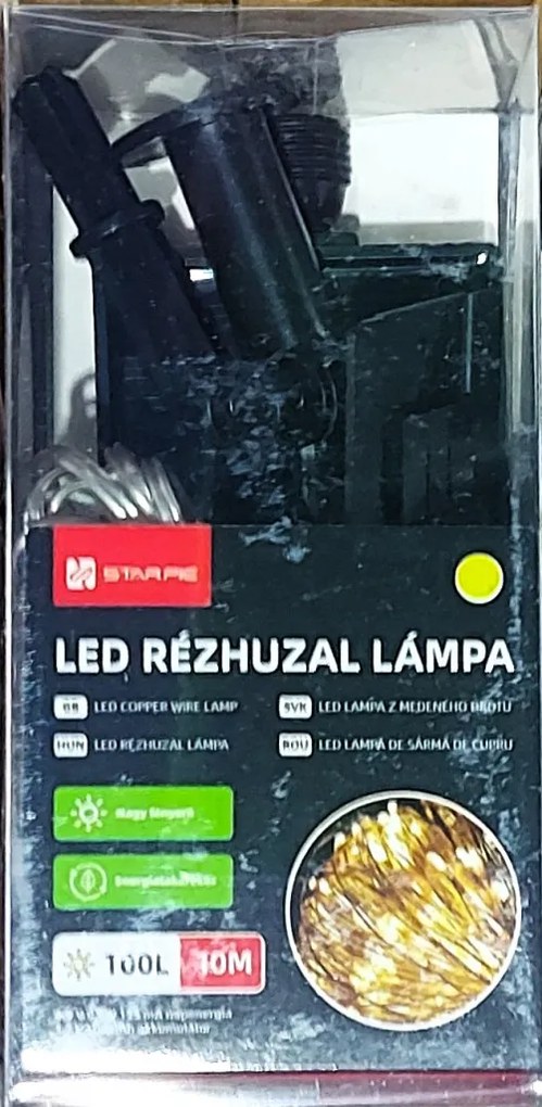 10M-es Melegfehér kültéri LED égősor USB-s
