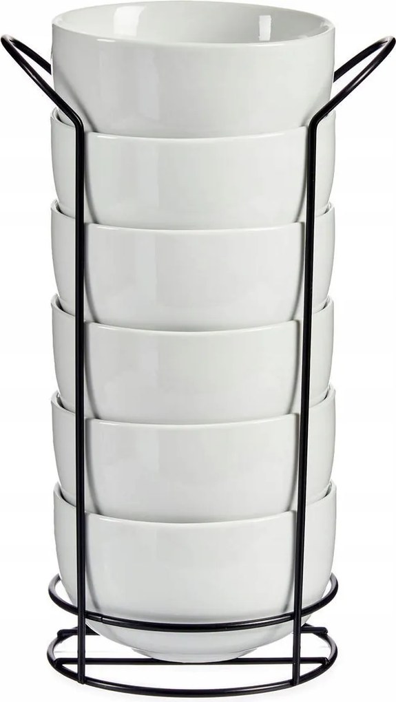 Porcelán Leveses Tál Fehér Húsleves Állvány Szett 6 Db 0,8 L