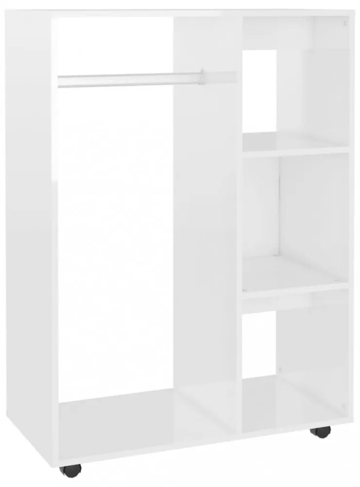 magasfényű fehér szerelt fa ruhásszekrény 80 x 40 x 110 cm