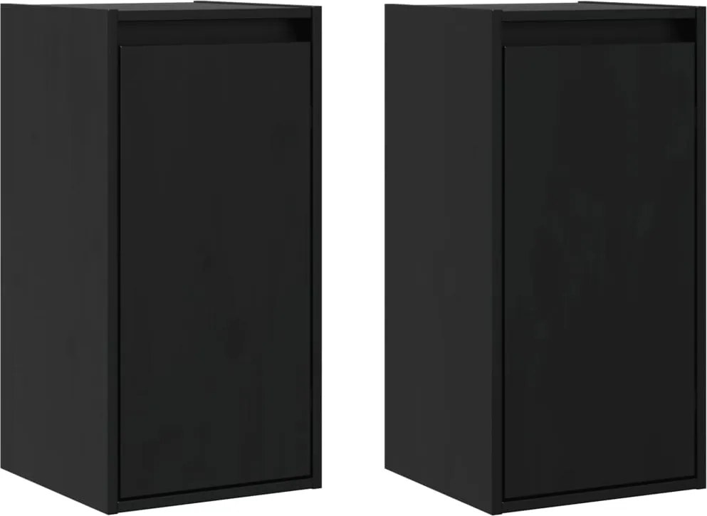 vidaXL 2 db fekete tömör fenyőfa faliszekrény 30 x 30 x 60 cm