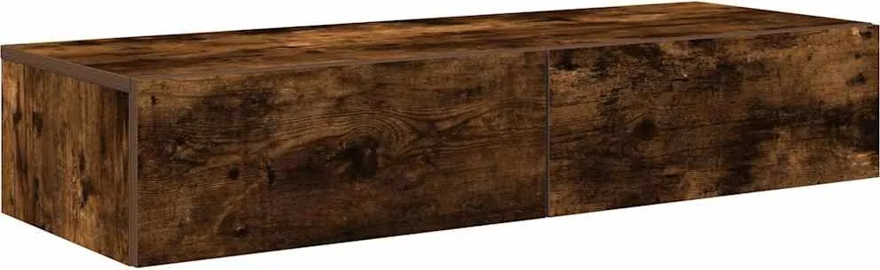 vidaXL Falipolc fiókokkal füstölt tölgy 100x36x19 cm műszaki fa