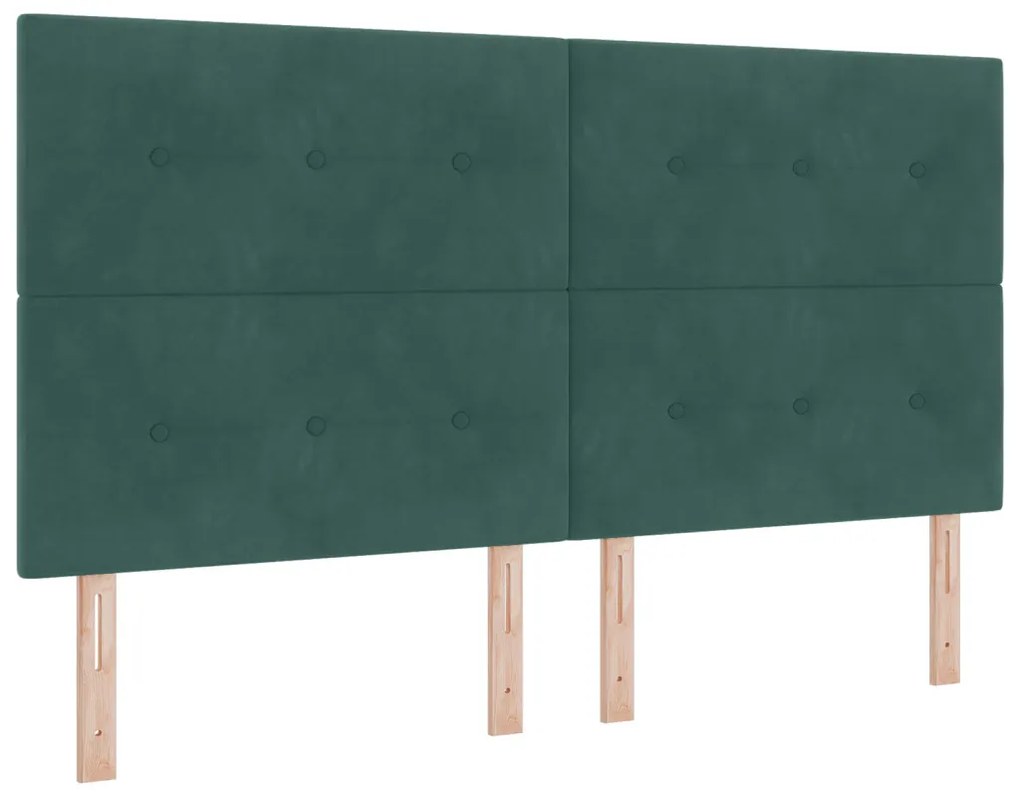 Box Spring Ágy Matraccal Sötét Zöld Szuper King Bársony