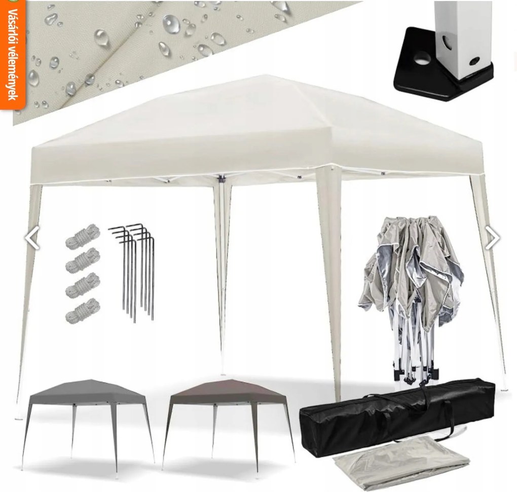 Kerti Sátor, Gazebo pavilon, 3x3 m Pop-Up Bézs