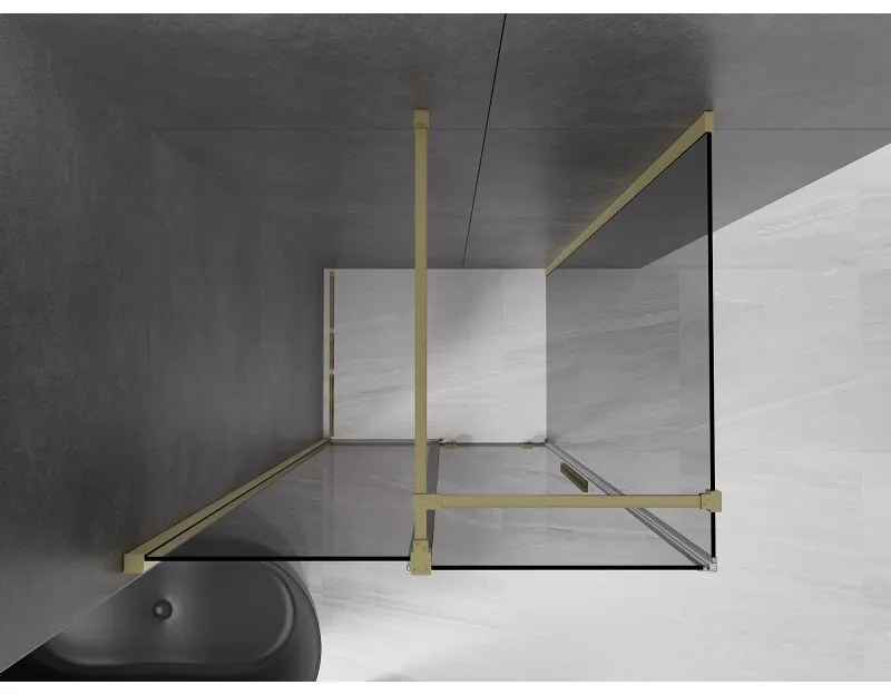 Mexen Velar, tolóajtós zuhanykabin 100 x 75 cm, 8mm szürke üveg, arany matt, 871-100-075-41-55