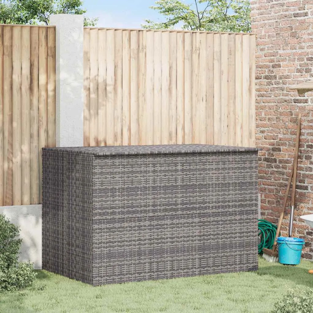 Szürke Polyrattan Kerti Tárolóláda 150 X 100 X 100 Cm