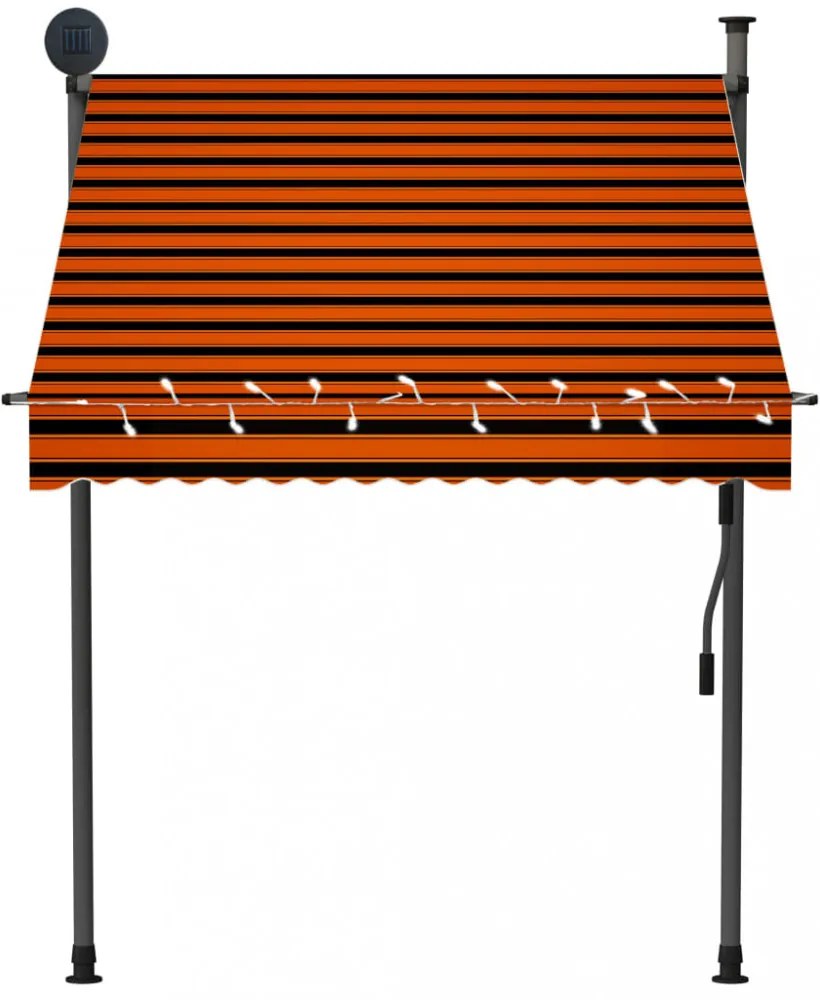 narancssárga-barna kézzel feltekerhető LED-es napellenző 150 cm