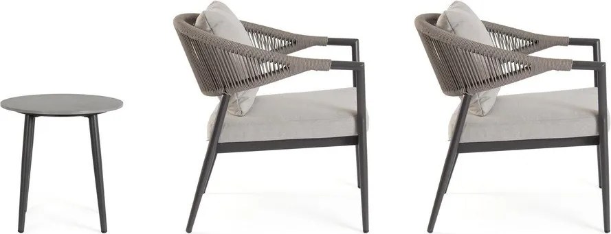 Khaki-szürkésbarna alumínium kétszemélyes kerti lounge szett Millor – Bizzotto