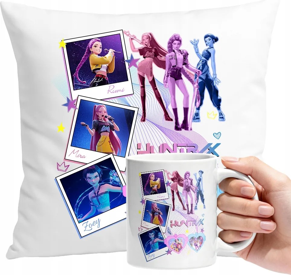 Bögre Szett Párna K-pop Démon Hunters Huntrix Vadászok Ajándék Szöveg