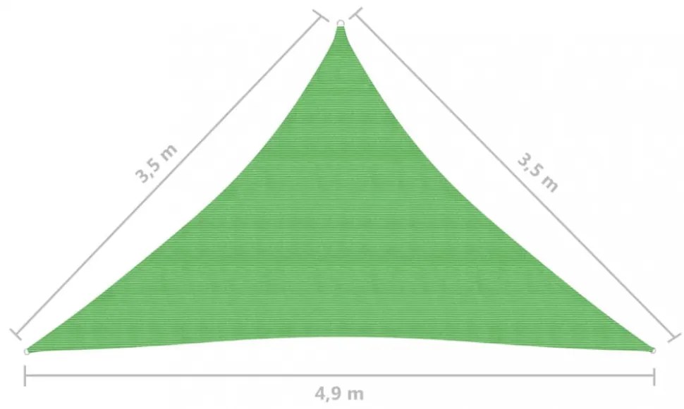 világoszöld HDPE napvitorla 160 g/m² 3,5 x 3,5 x 4,9 m