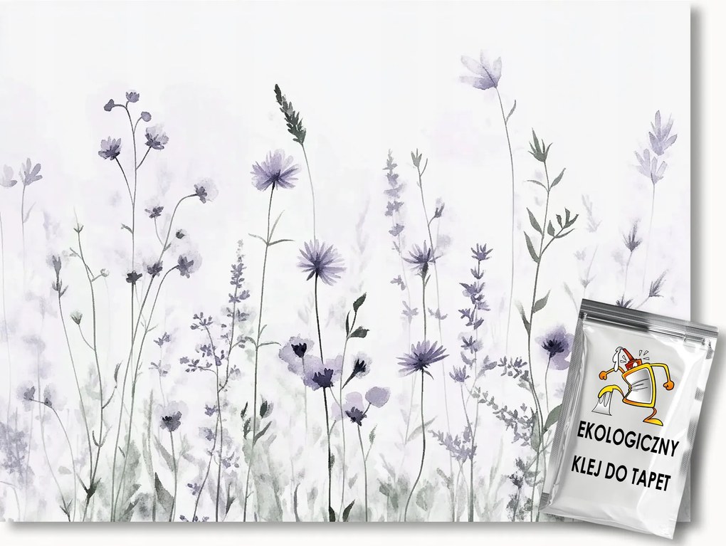 Fotótapéta Flizelina Természet Kert Mező Rét Lila Virágok 104x70,5 ragasztó