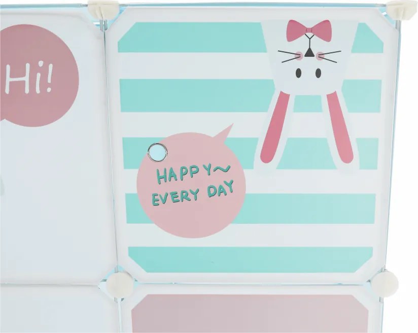 Gyerek szekrény, kék/gyerek minta, EDRIN