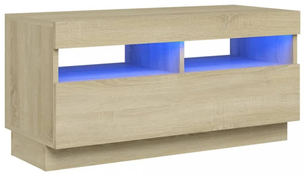 sonoma tölgy színű TV-szekrény LED-lámpákkal 80 x 35 x 40 cm