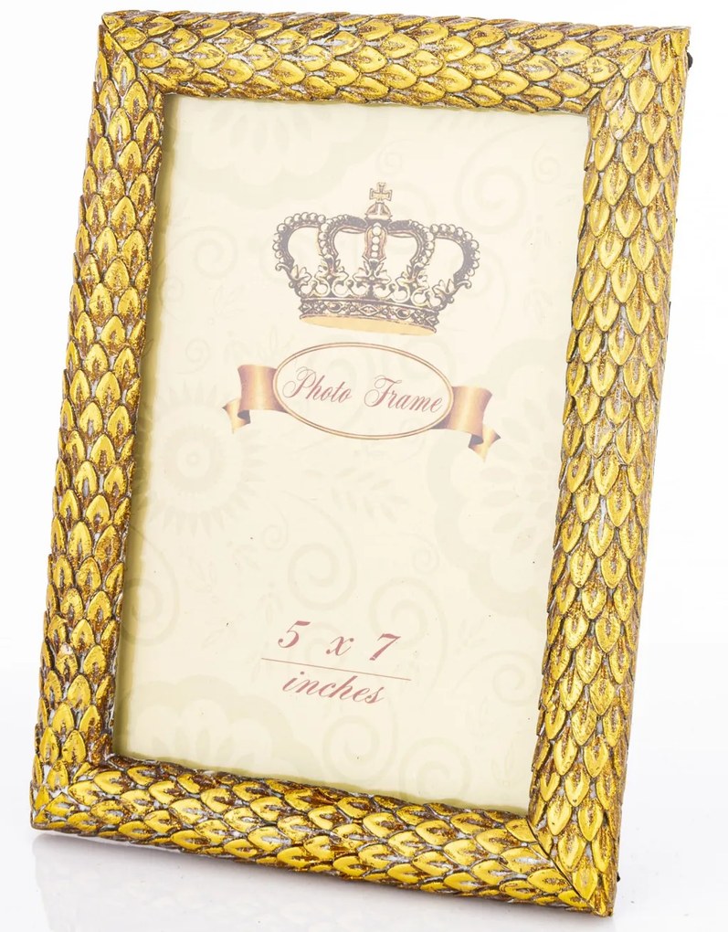 Palotakertek design barokkos aranysárga szögletes műanyag képkeret 21,5x15x12-2cm