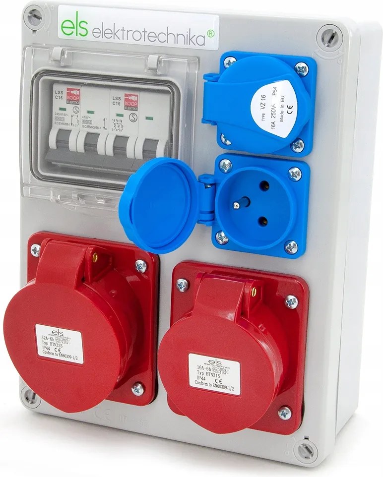 Építőipari Kapcsolószekrény Védett 32/5 16/5*C 2*GS*C IP44