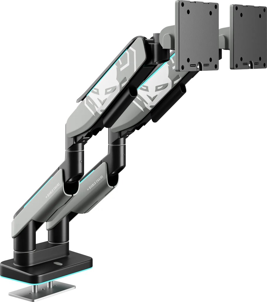 Dupla monitortartó 35" RGB, szürke-fekete: Diablo X-Arm Dual