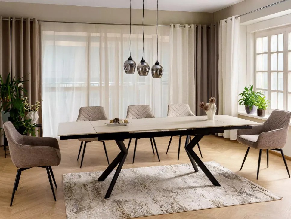 Norton bővíthető étkezőasztal bézs/fekete 160-240 cm