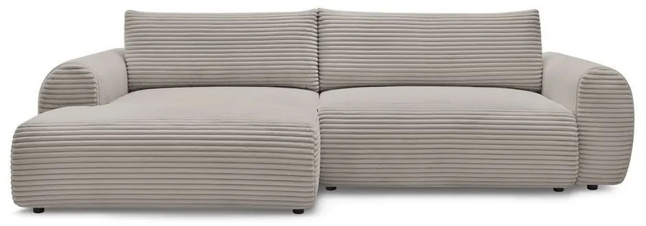 Világosszürkés bézs kordbársony kinyitható sarokkanapé (bal oldali) Lucien – Bobochic Paris