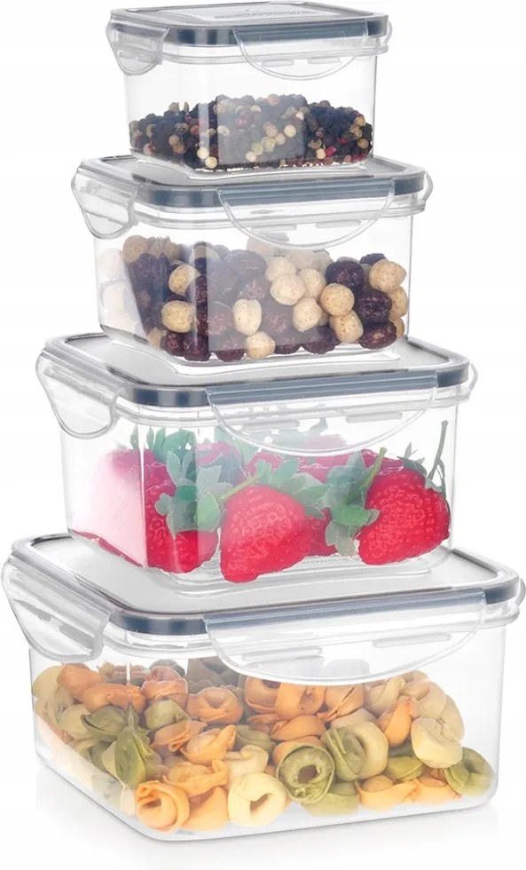 Konyhai tárolók Hermetikus élelmiszer tárolók tömítéssel x4