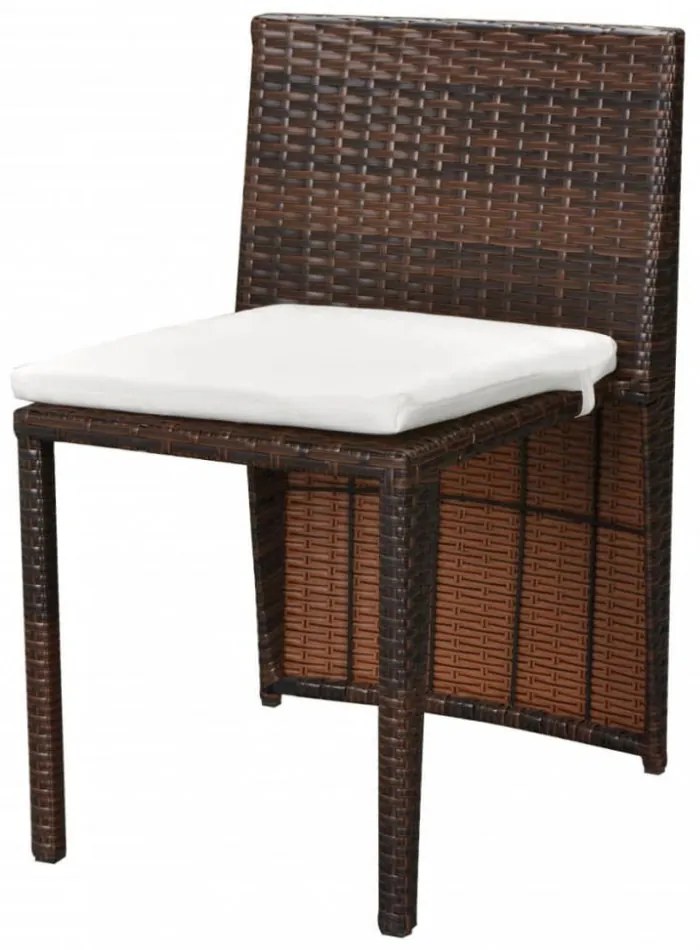 vidaXL 3 darabos barna polyrattan bisztrószett párnákkal