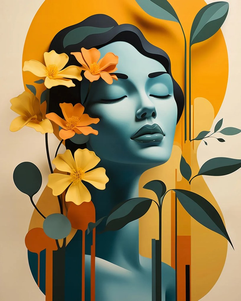 Poszter 40x50cm Virágos meditáció