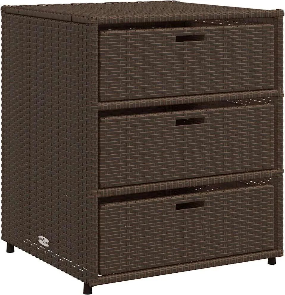 vidaXL barna polyrattan kerti tárolószekrény 55 x 59 x 69 cm