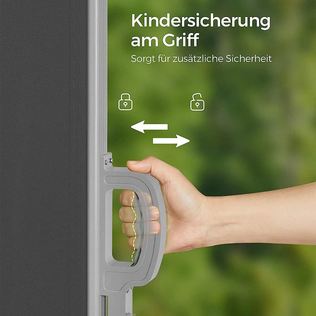 Oldalsó napellenző, 180 x 450 cm, füstszürke