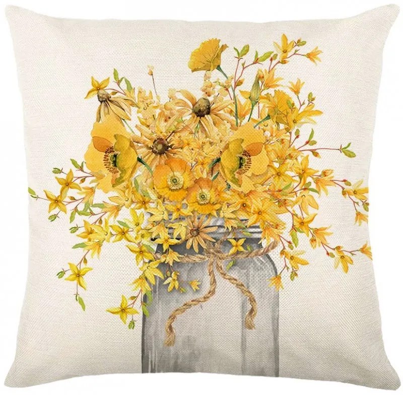 Len párnahuzat BLOSSURA 45x45 cm, krém színű