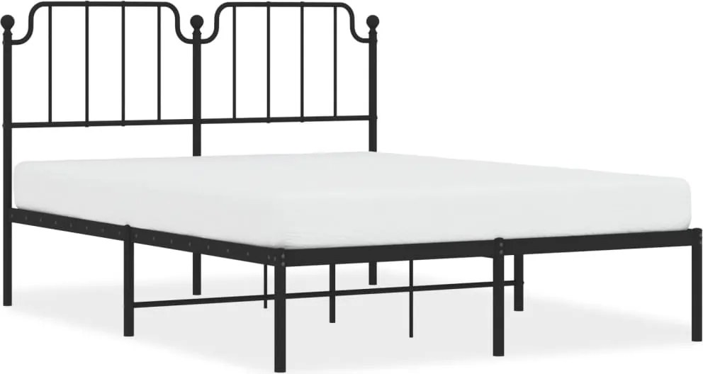 vidaXL fekete fém ágykeret fejtámlával 140 x 190 cm