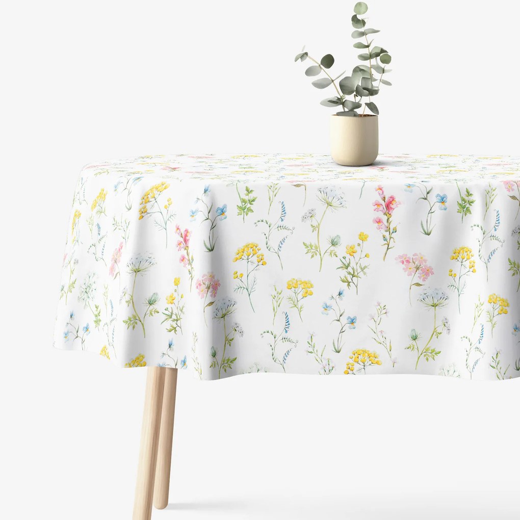 Goldea ovális pamut terítő deluxe - virágzó réti virágok 140 x 280 cm