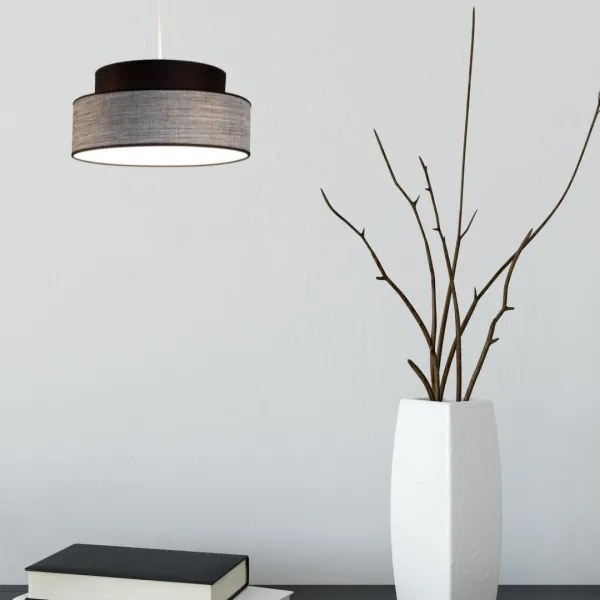 Csillár zsinóron GRACE 1xE27/60W/230V átm. 40 cm fekete/szürke