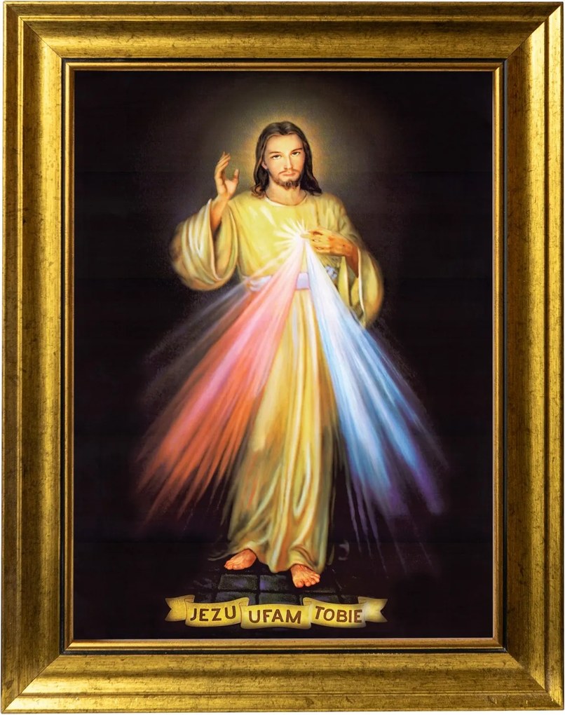 Jézus, Bízom Benned! Szakrális Kép Arany Keretben, 30X40