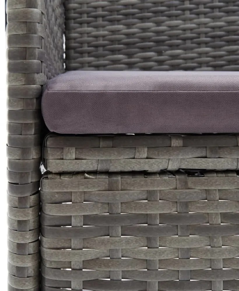 vidaXL 7 részes szürke polyrattan kerti étkezőgarnitúra párnákkal