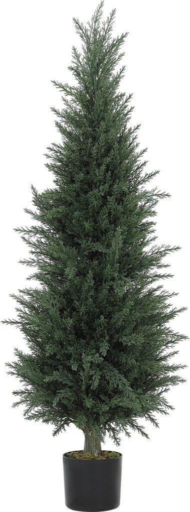 HOMCOM Nagy Mesterséges Ciprus 120 cm Mesterséges Növény, Mesterséges Növények Cserépben, UV-álló Mesterséges Ciprus Fa Dekoráció a Nappaliba, Hálószo