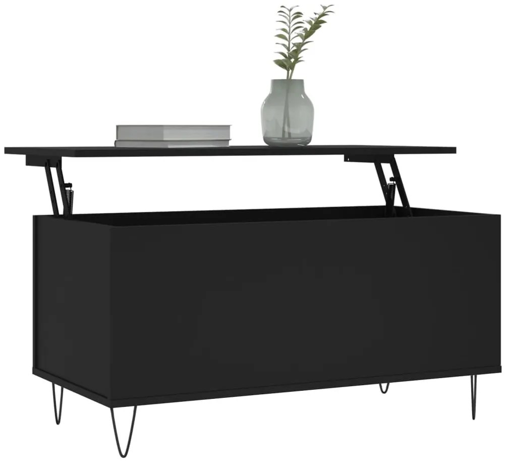 Fekete szerelt fa dohányzóasztal 90x44,5x45 cm