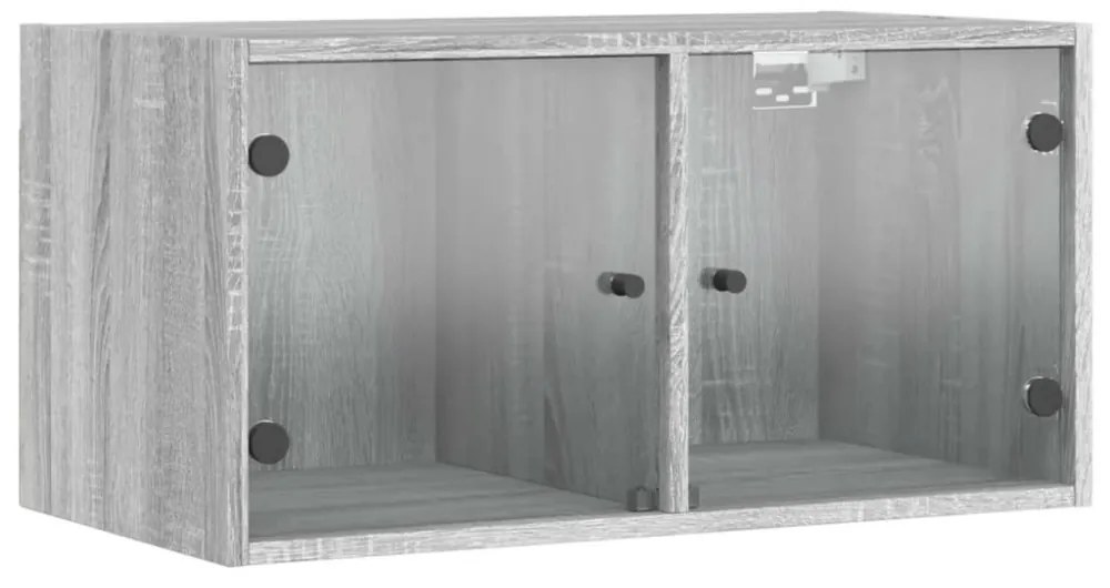 2 db szürke sonoma faliszekrény üvegajtókkal 68,5 x 37 x 35 cm