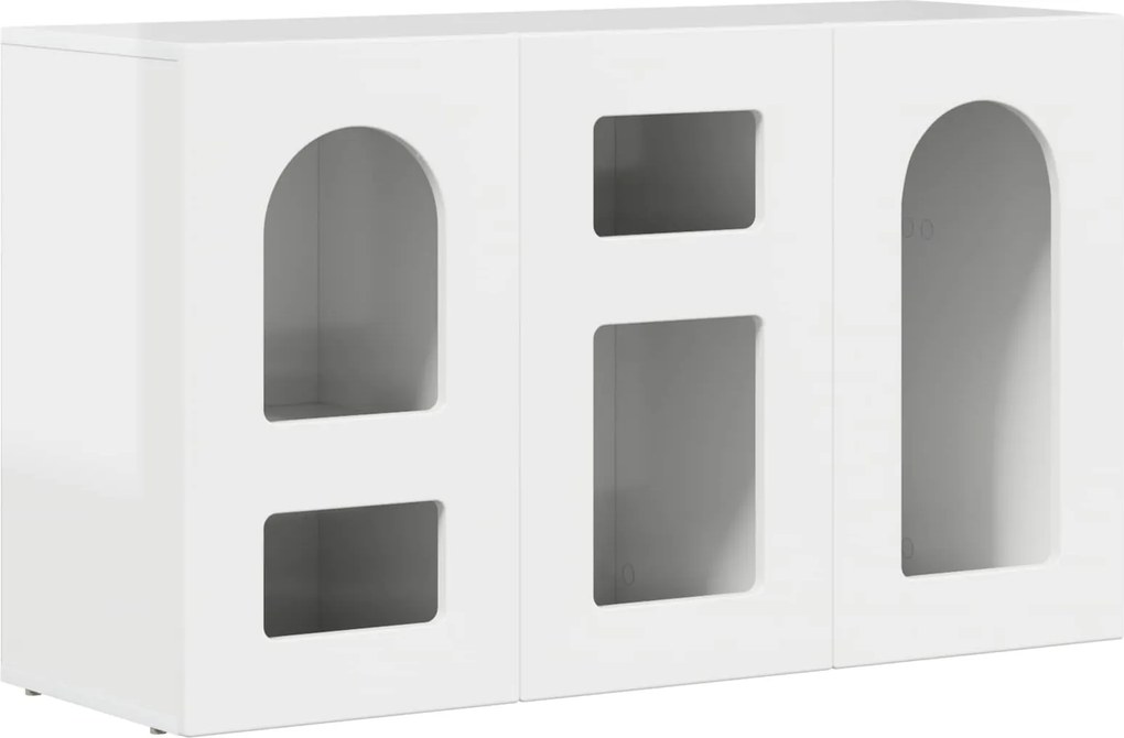 vidaXL Széf Magas Fényű Fehér 100 x 35 x 59 cm Faanyag