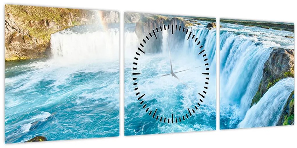 Kép - Vízesések (órával) (90x30 cm)