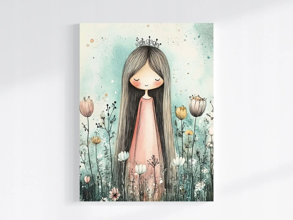 Vászonkép Canvas Kislány Hercegnő Kert Virágok Tavasz 75x100