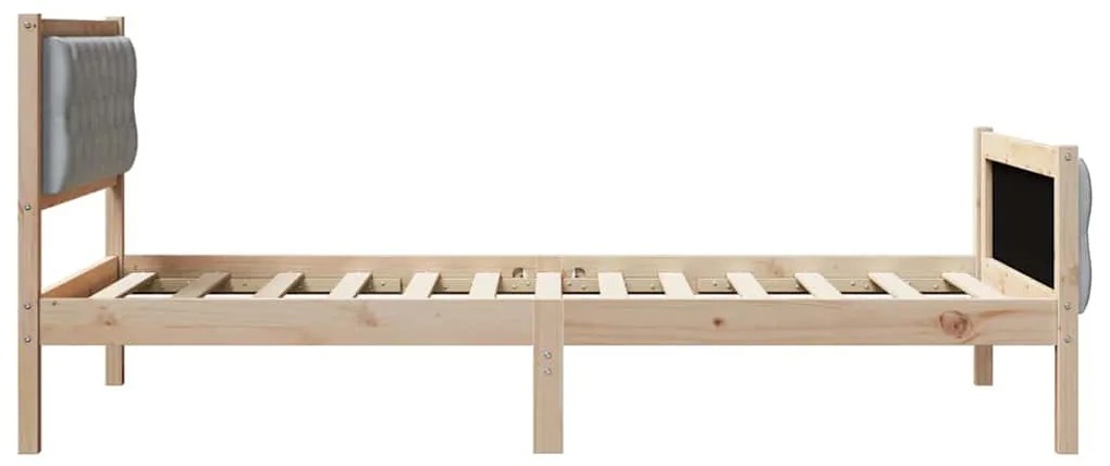 Ágykeret fejtámlával Világosszürke 100 x 200 cm Tömör fenyőfa