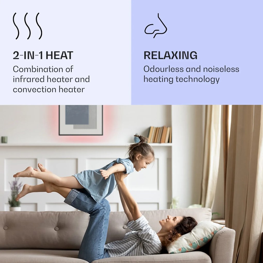 Klarstein Mojave 500 smart, infravörös hősugárzó 2 az 1-ben, konvektor, 60 x 60 cm, 500 W, RGB világítás