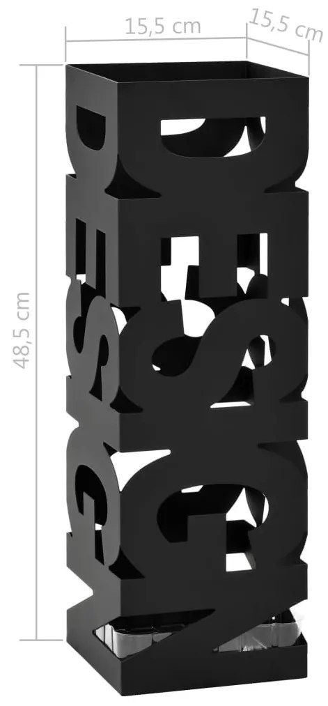 fekete acél esernyőtartó DESIGN&quot; felirattal &quot;