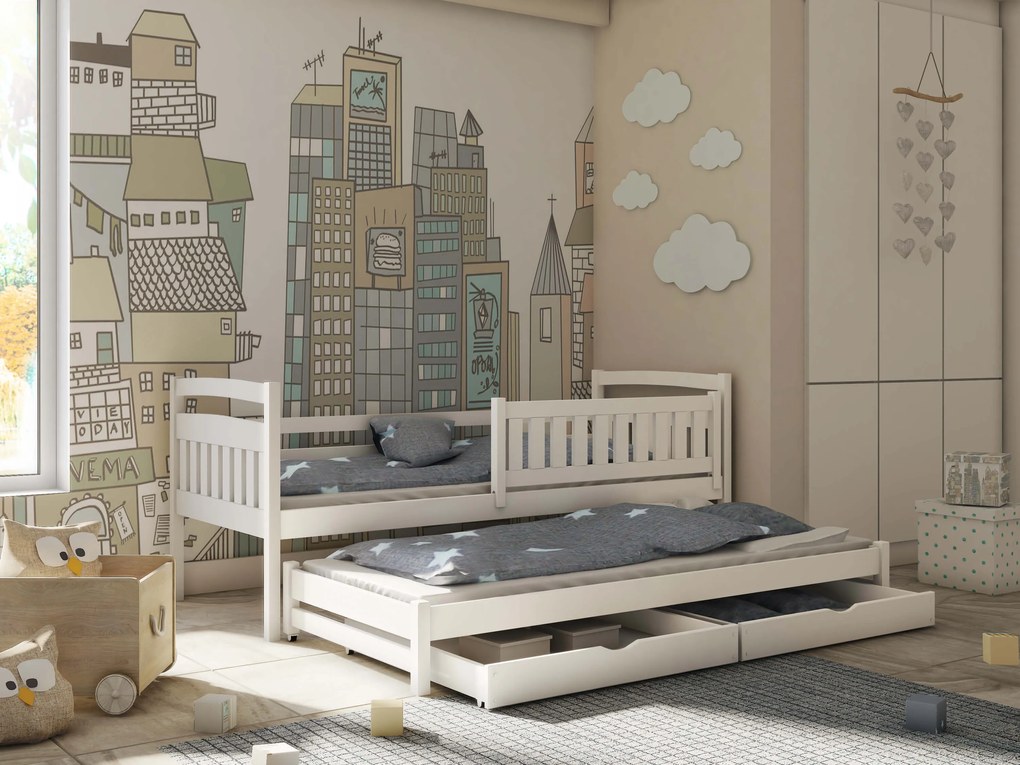 Gyerekágy 90 x 200 cm GLYNDA (ágyráccsal és tárolóhellyel) (fehér). Akció -10%. 1013137