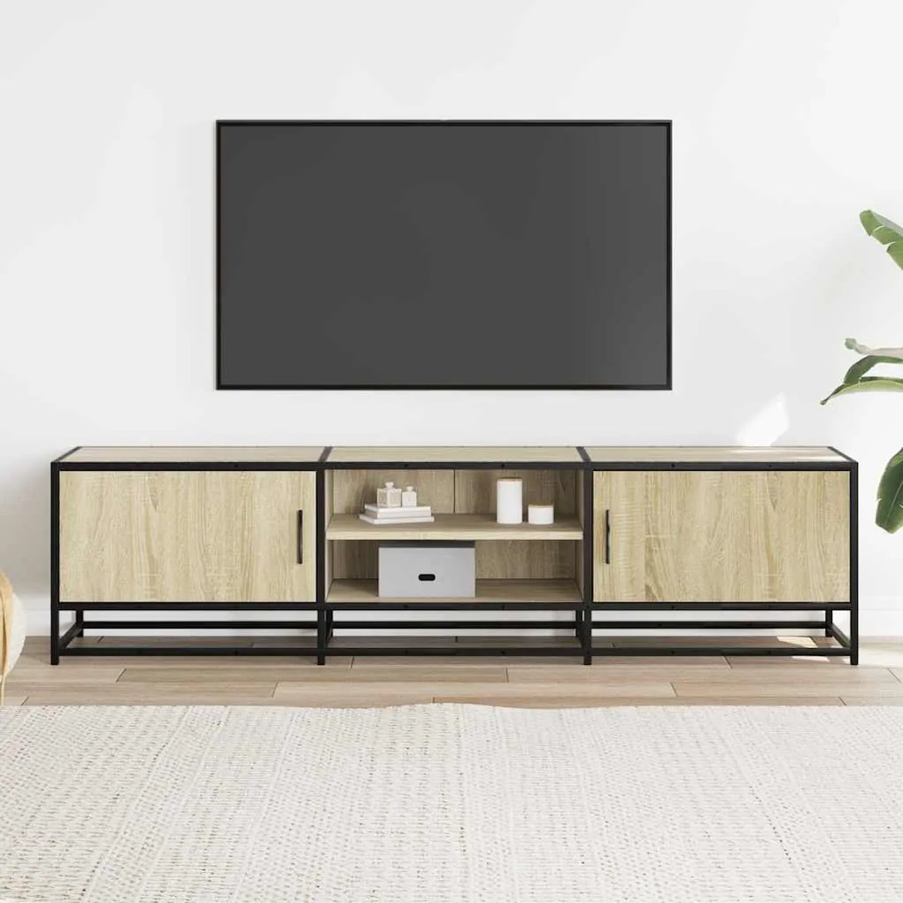 sonoma tölgy színű szerelt fa és fém TV-szekrény 160x35x41 cm