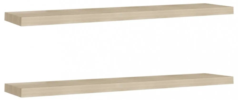 2 db tölgyszínű MDF fali polc 120 x 23,5 x 3,8 cm