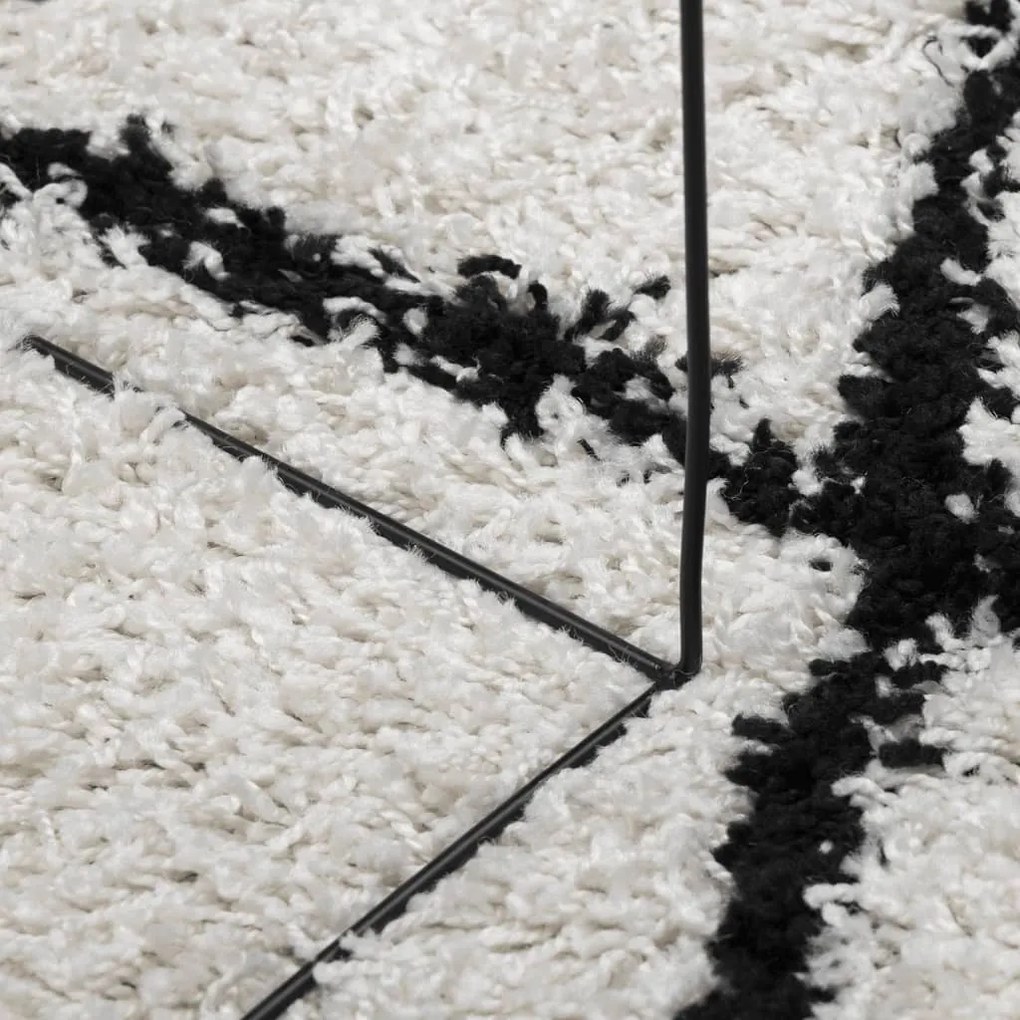 krém és fekete hosszú szálú bozontos modern szőnyeg 80 x 250 cm